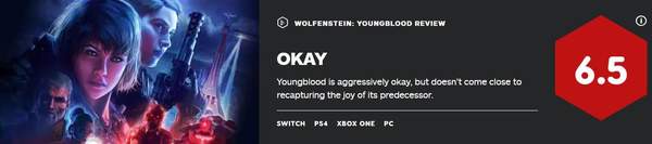 《德军总部：新血脉》IGN 6.5分 表现尚可，不及前作不及前作