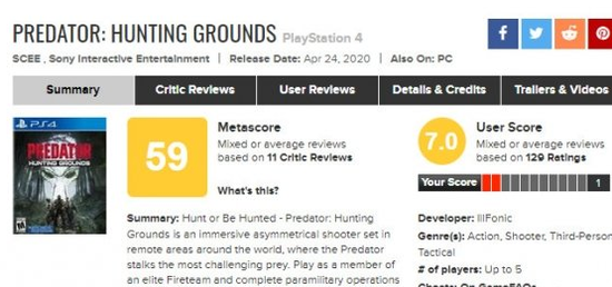 《铁血战士：狩猎场》IGN评分5分 让人非常失望！